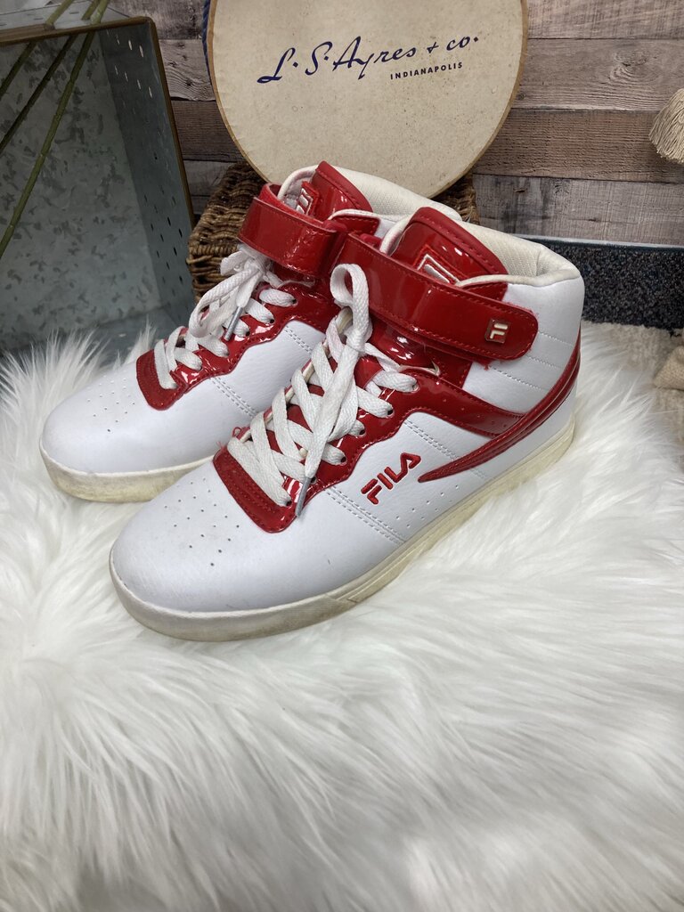 Fila White & Red High Top Sneakers