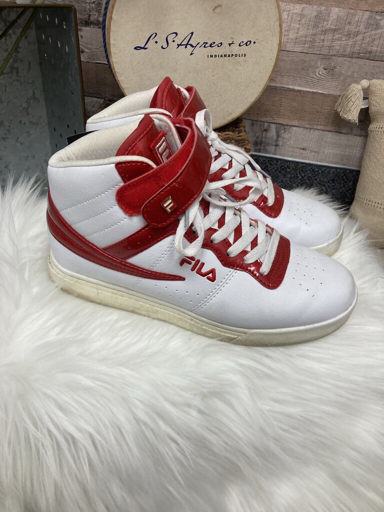 Fila White & Red High Top Sneakers