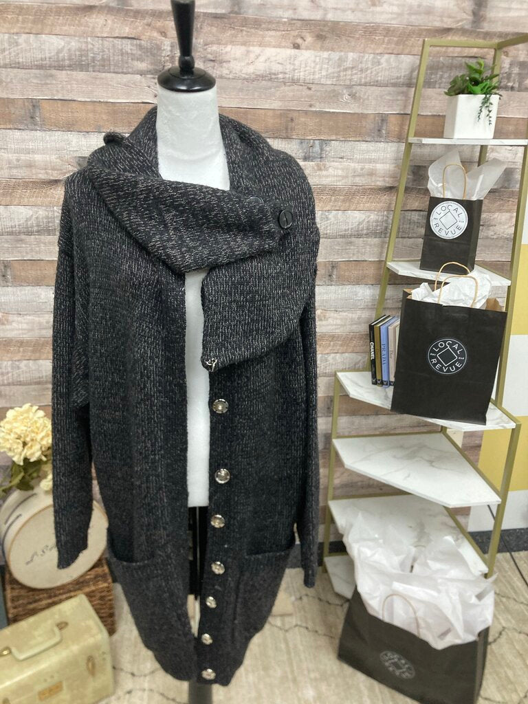 No Brand Black Cardigan Duster w/CrissCross Detail