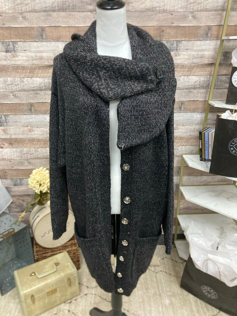 No Brand Black Cardigan Duster w/CrissCross Detail