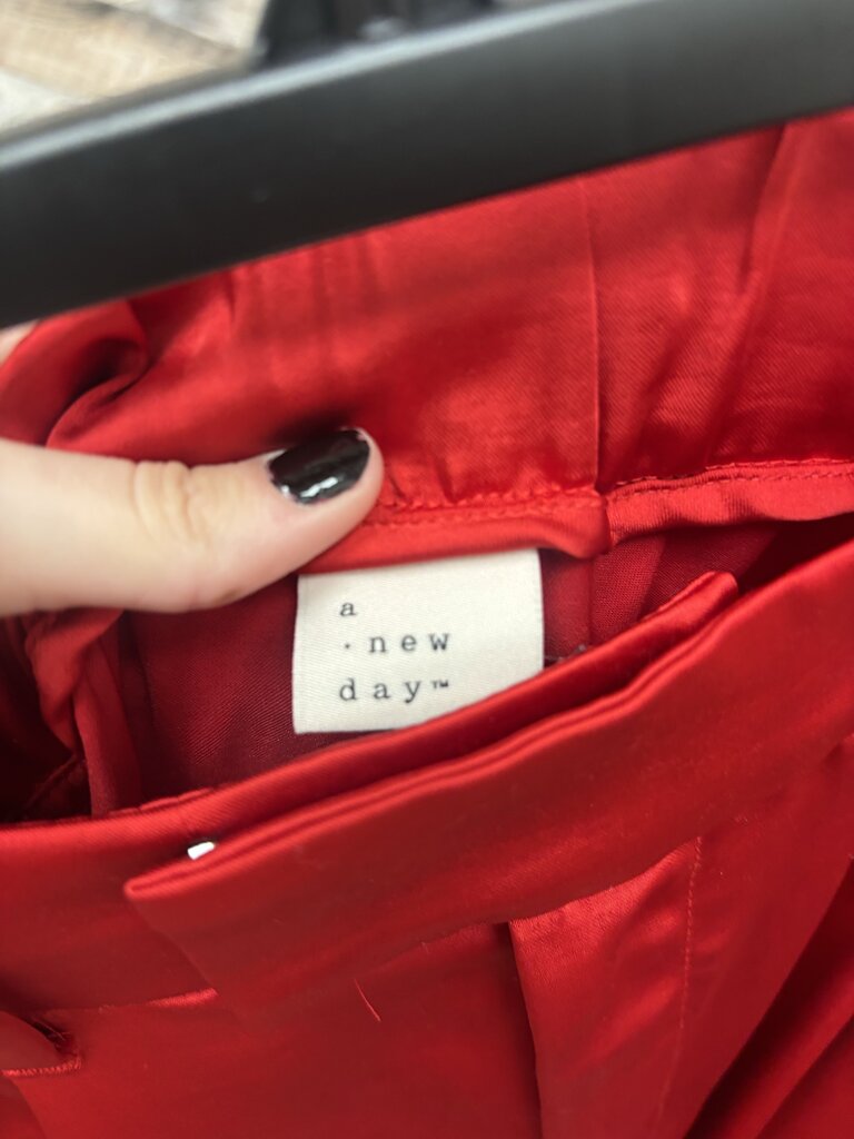A New Day Red Silky Wide Leg Trousers