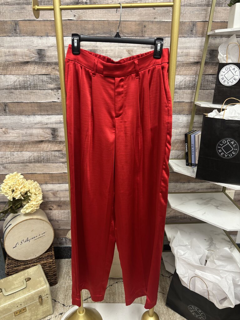 A New Day Red Silky Wide Leg Trousers