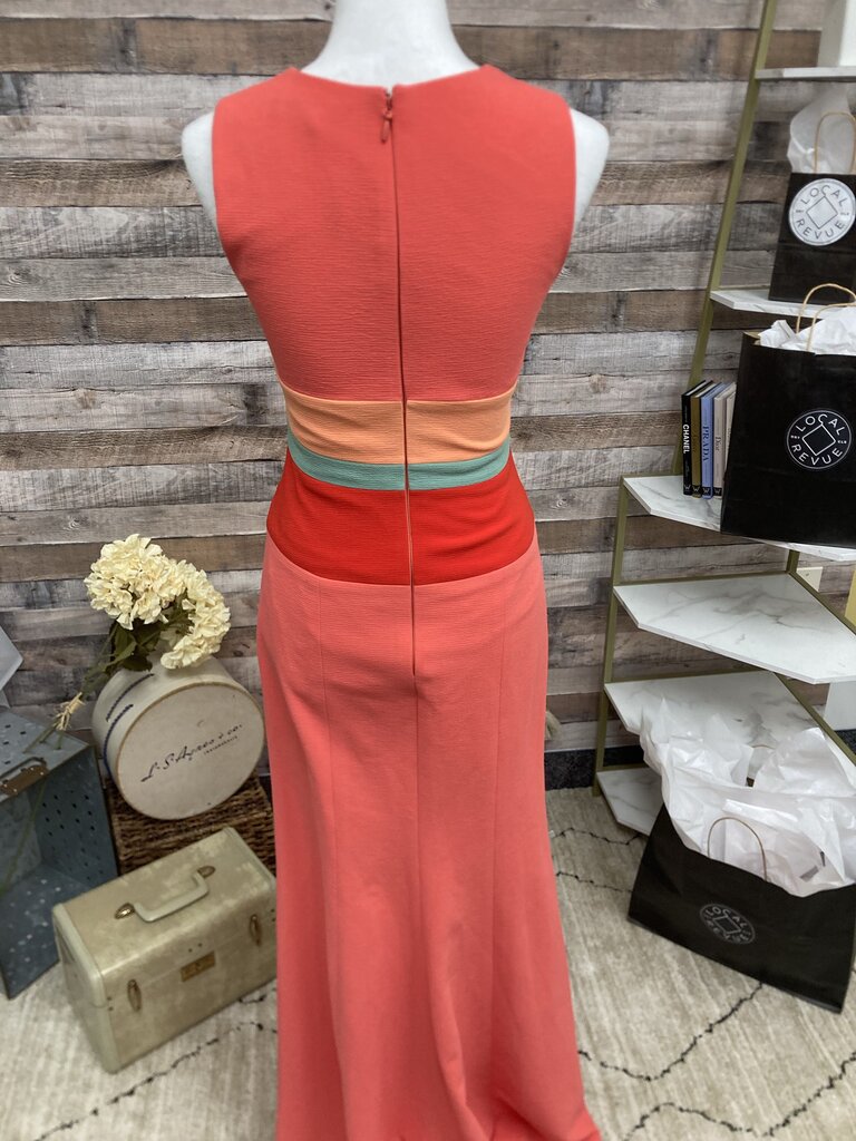 BCBGMaxzaria Lizette Coral Colorblock Maxi Gown