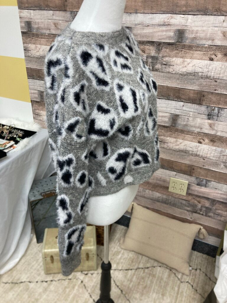 RD Style Grey Animal Print Fuzzy Crop