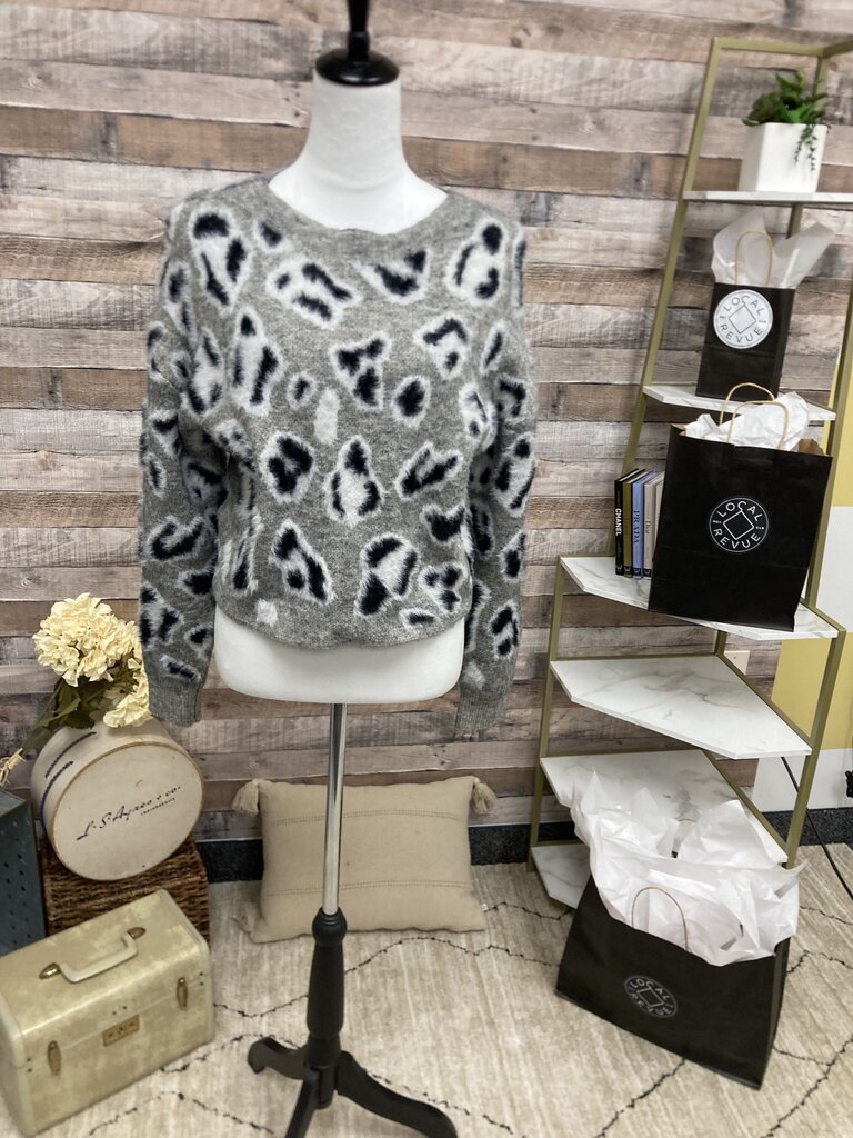 RD Style Grey Animal Print Fuzzy Crop
