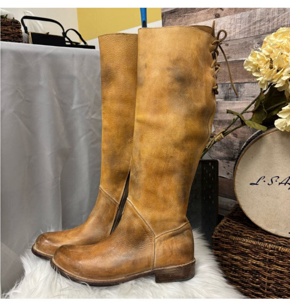 Bed Stu Gold Distressed Knee High Boots