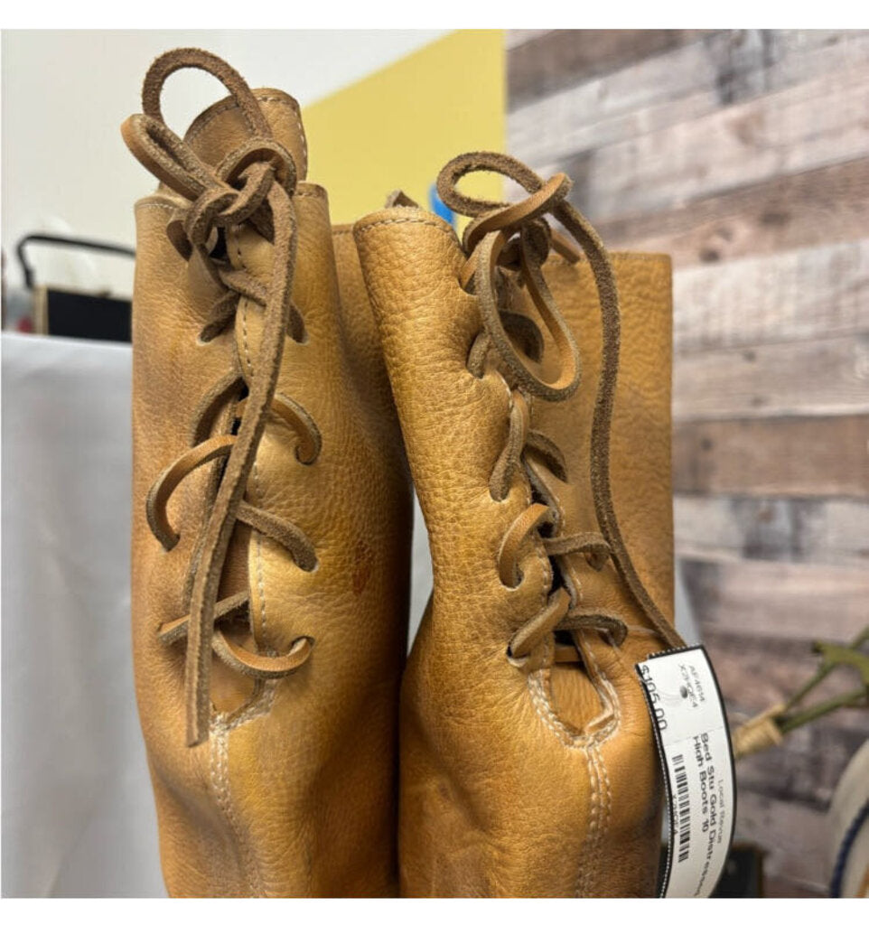 Bed Stu Gold Distressed Knee High Boots