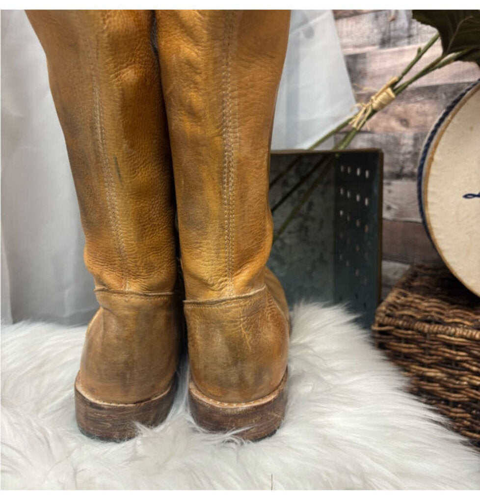 Bed Stu Gold Distressed Knee High Boots