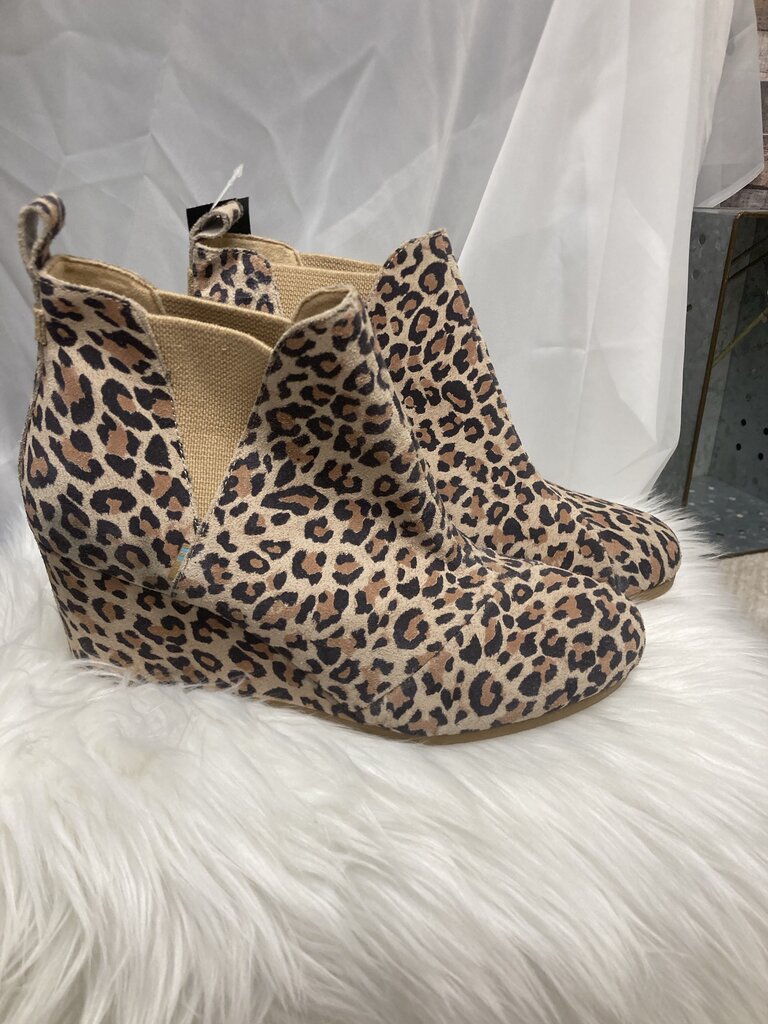TOMS Leopard Print Wedge Bootie
