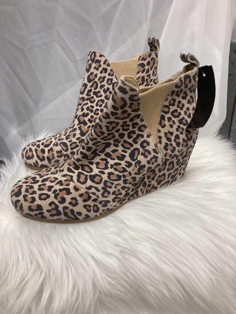 TOMS Leopard Print Wedge Bootie