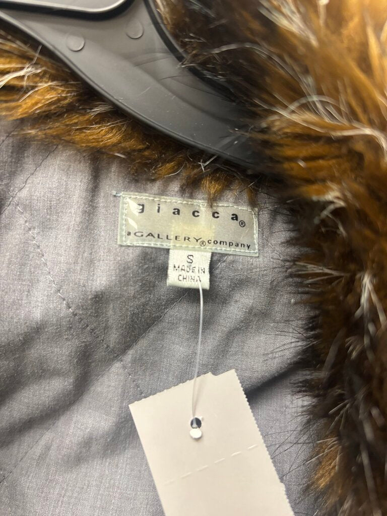 Giacca Gallery & Comp Denim Blazer Faux Fur Trim