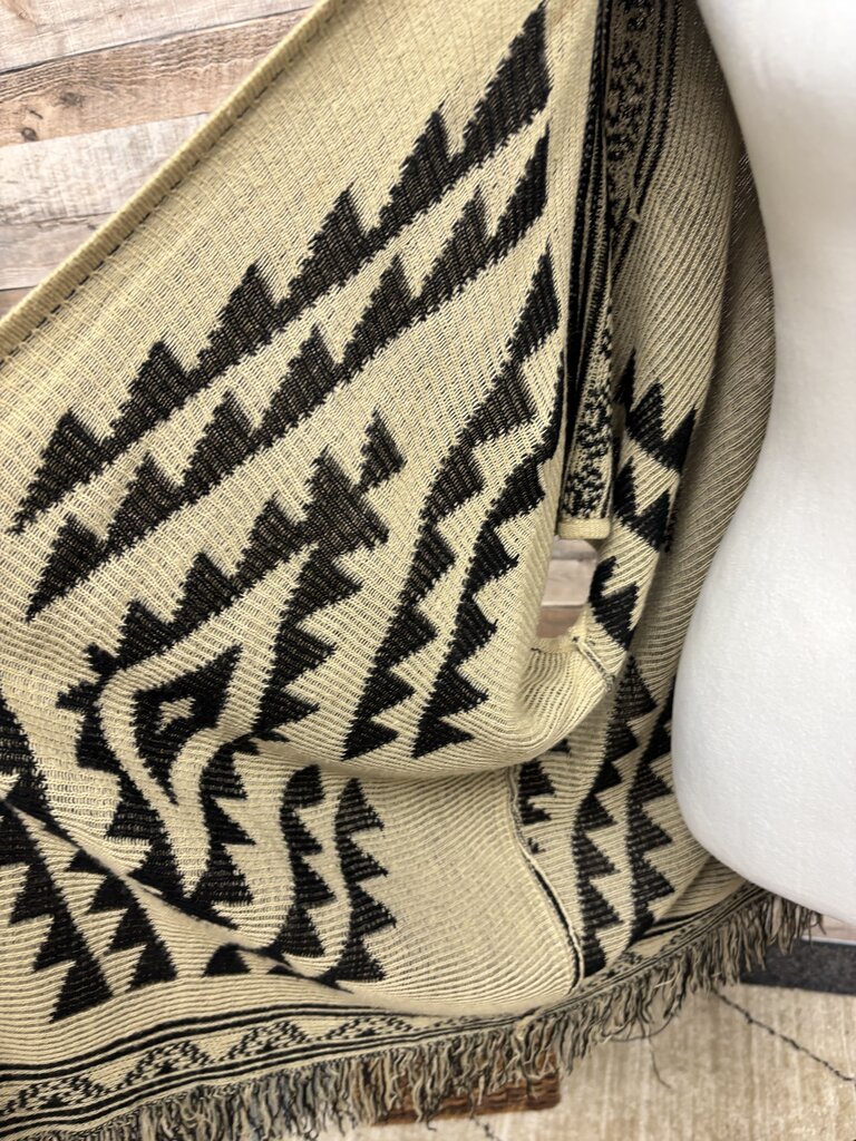 Free People Aztec Black & Tan Poncho Cardigan