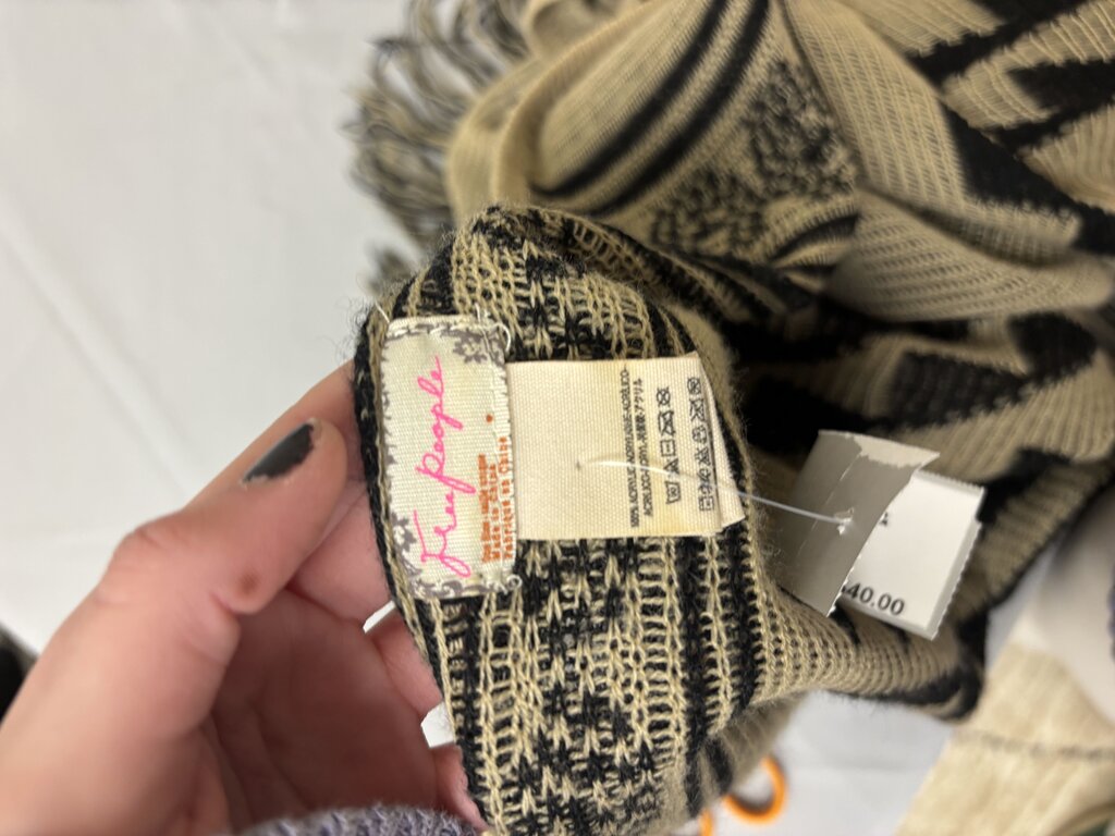 Free People Aztec Black & Tan Poncho Cardigan