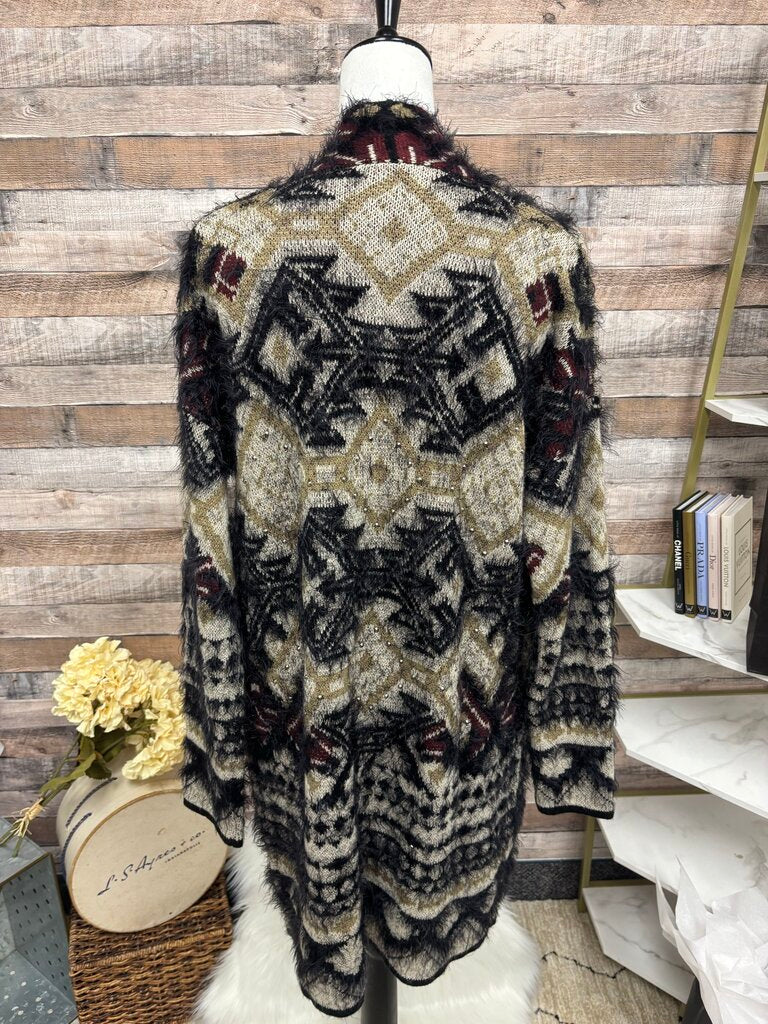 BCBGMaxAzria Azted Eyelash Black & Cream Cardigan