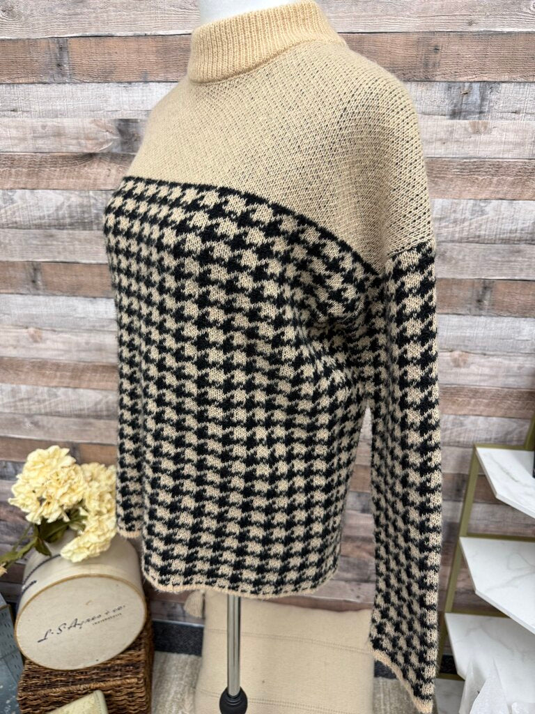 I.N. Studio Petite Houndstooth Mockneck Sweater