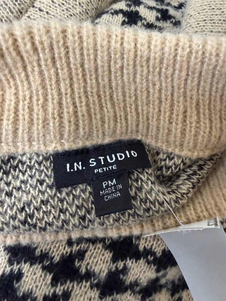 I.N. Studio Petite Houndstooth Mockneck Sweater
