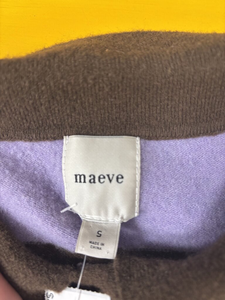 Maeve by Anthropologie Brown & Purple Rugby Polo Striped Sweater