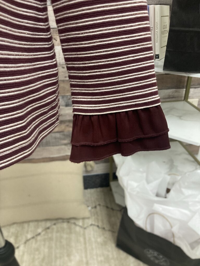 Talbots Burgundy & White Striped Long Sleeve