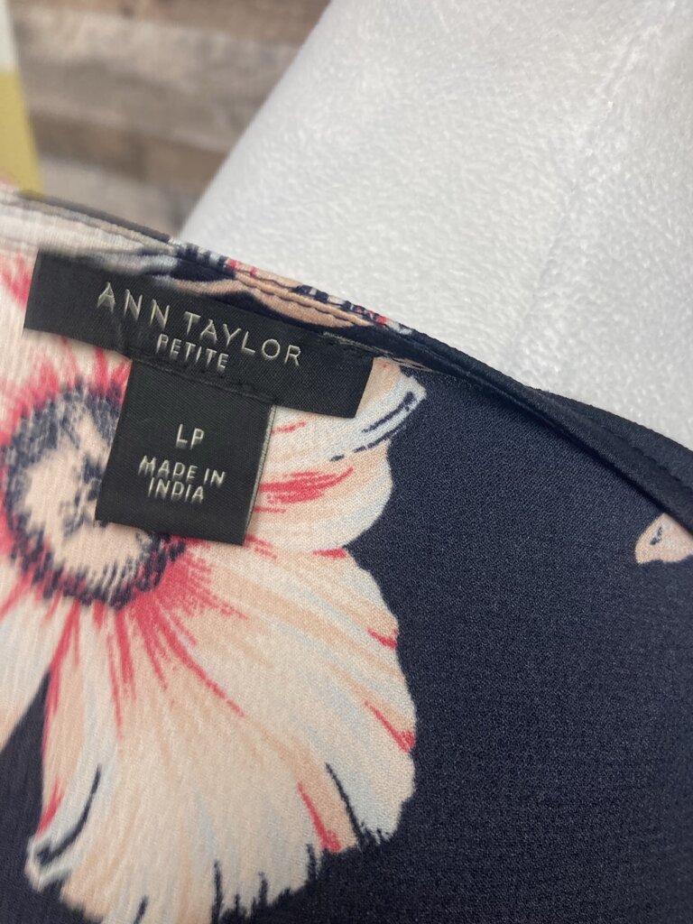 Ann Taylor Black & Pink Floral Print Long Sleeve