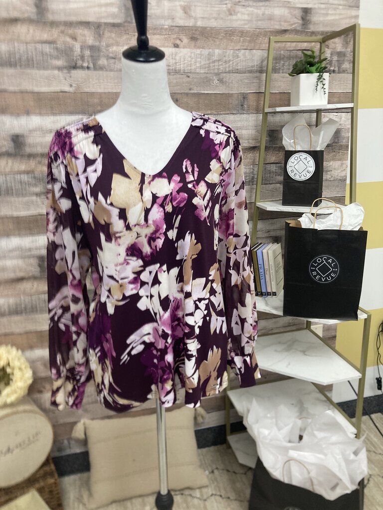 Calvin Klein Purple & Pink Floral Print Long Sleeve