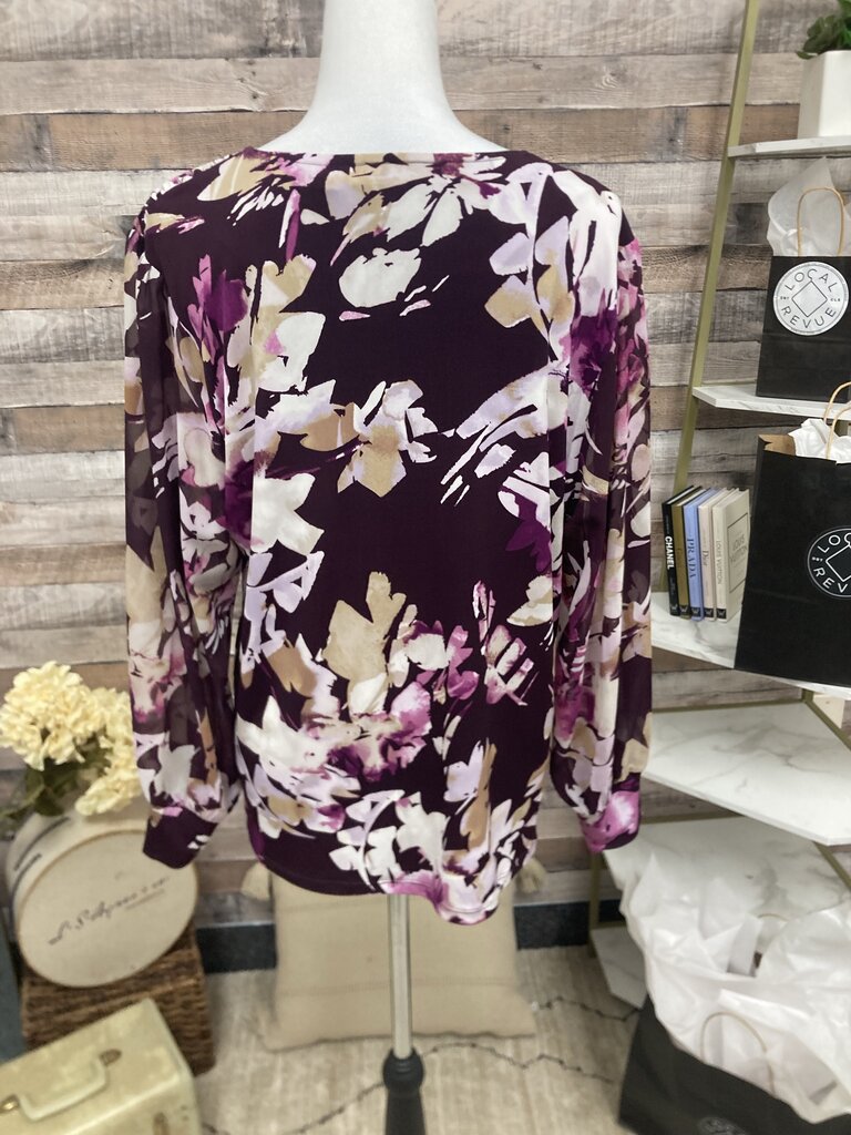 Calvin Klein Purple & Pink Floral Print Long Sleeve