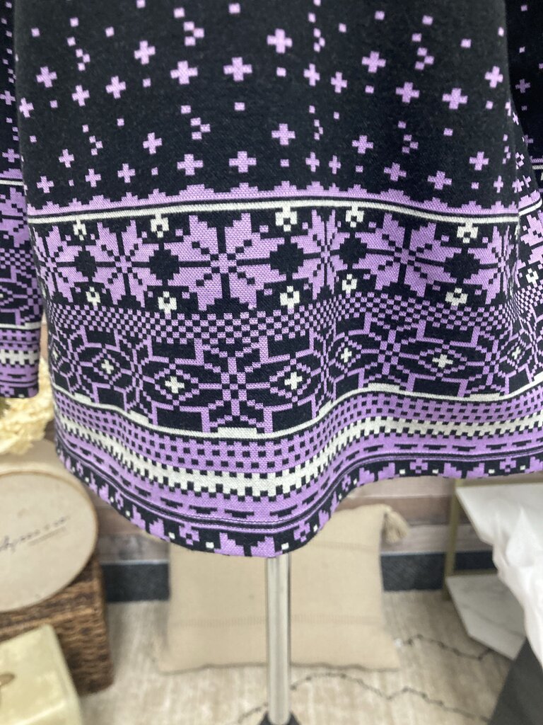 Talbots Purple & Black Fair Isle Pullover
