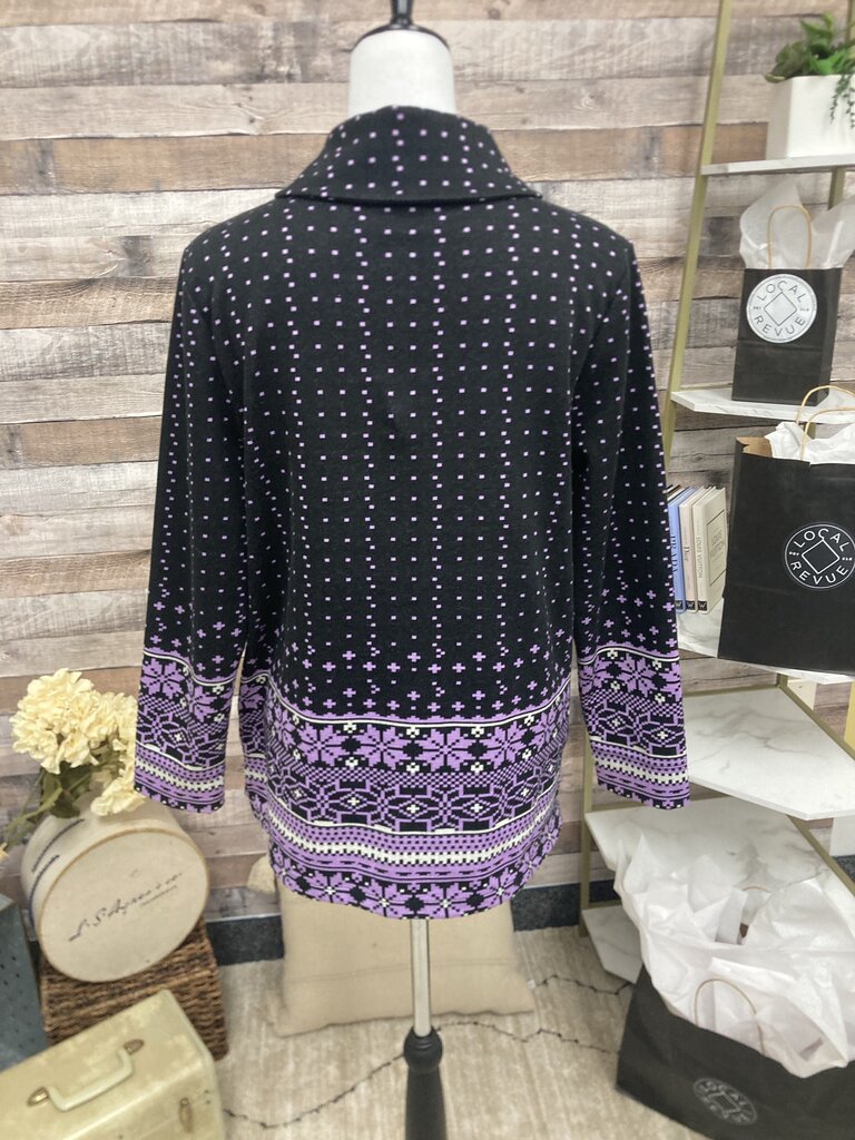 Talbots Purple & Black Fair Isle Pullover