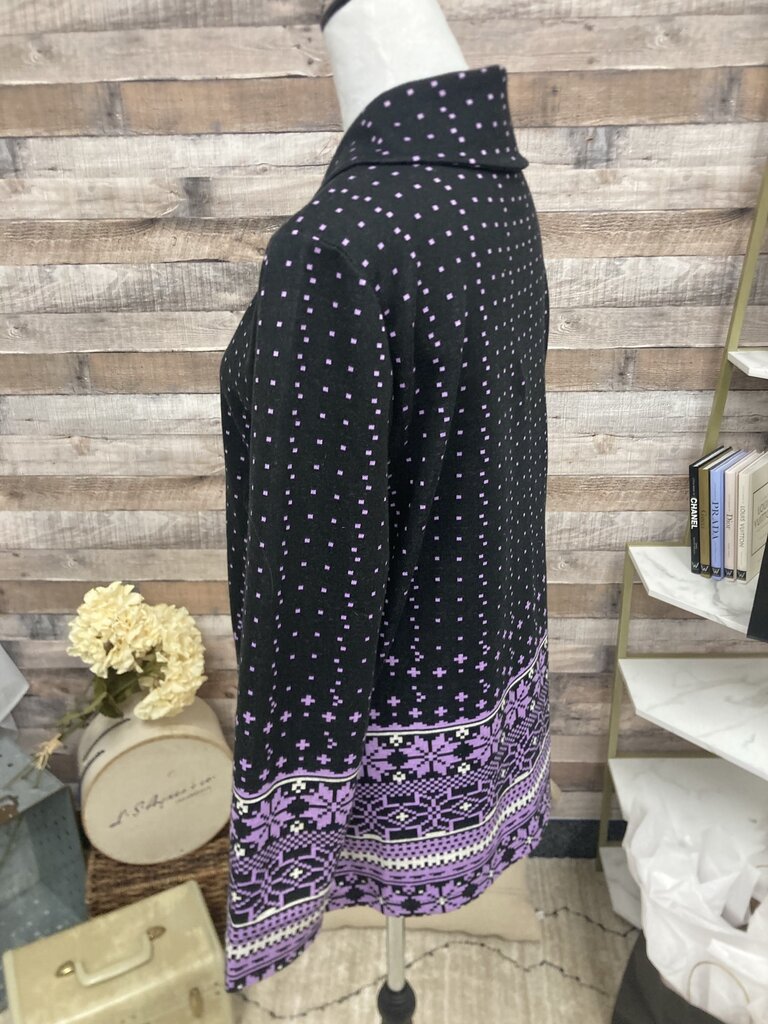Talbots Purple & Black Fair Isle Pullover