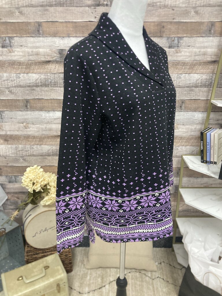 Talbots Purple & Black Fair Isle Pullover