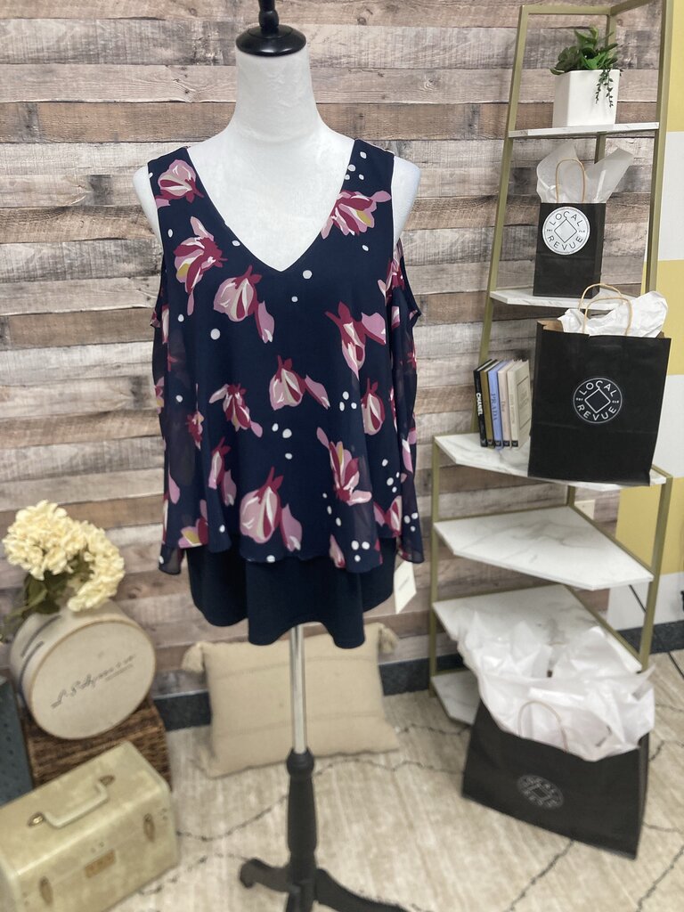 NWT Ellen Tracy Navy & Pink Peekaboo Shoulder