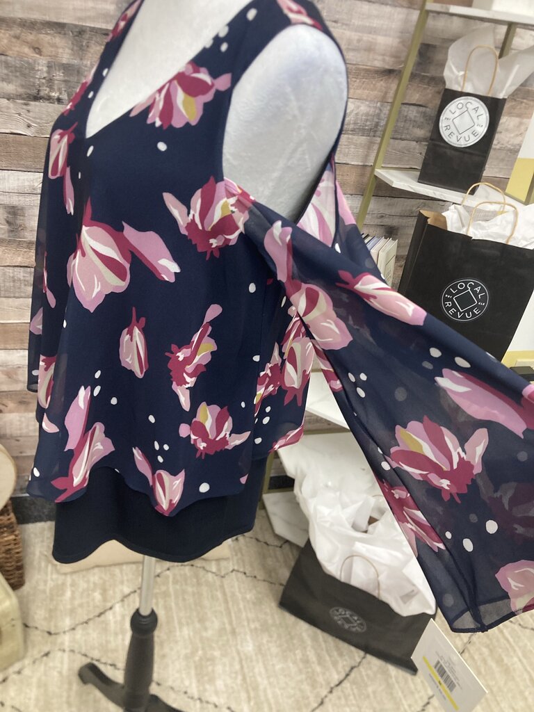 NWT Ellen Tracy Navy & Pink Peekaboo Shoulder