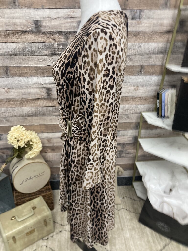 NWT Calvin Klein Leopard Print Faux Wrap 3/4 Sl