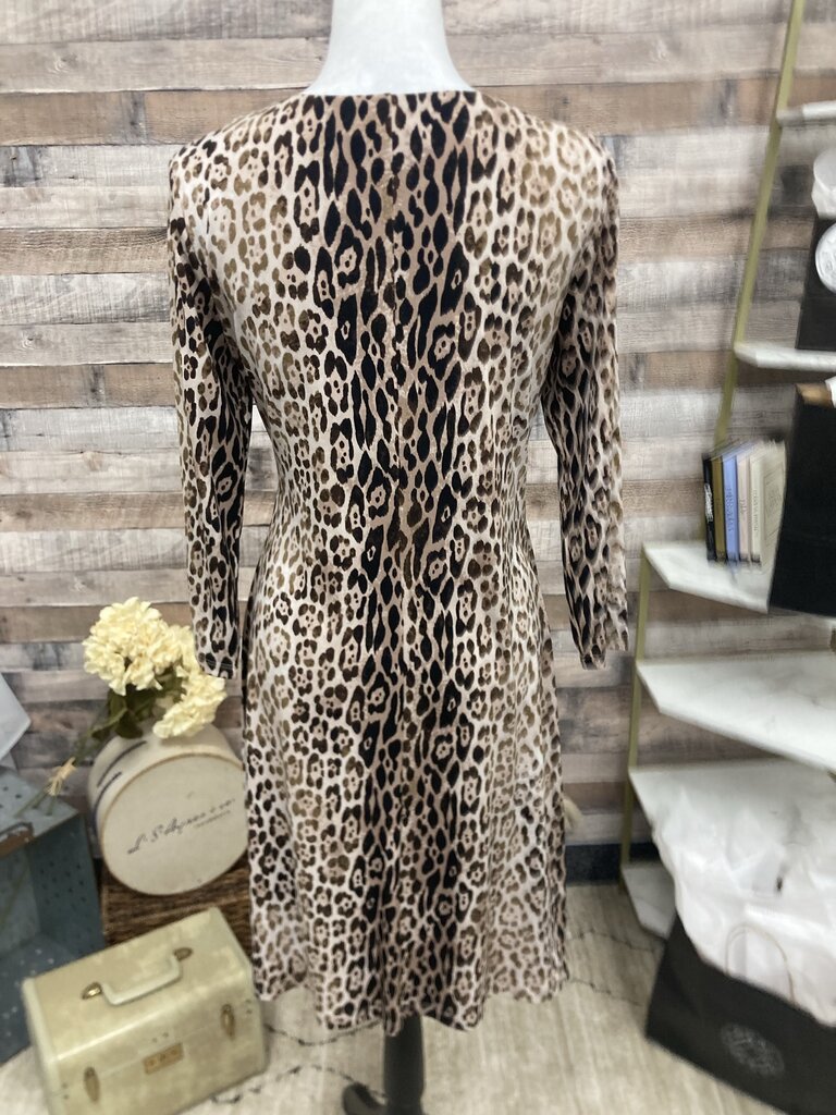 NWT Calvin Klein Leopard Print Faux Wrap 3/4 Sl