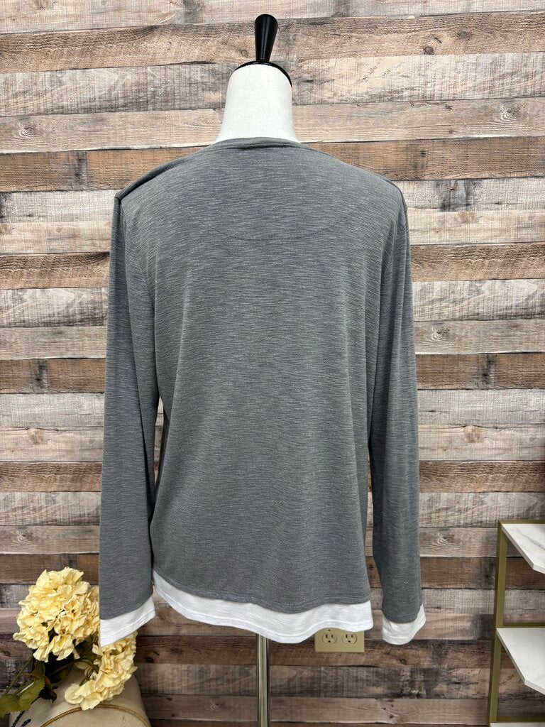 Nally & Millie White & Grey Layered Long Sleeve