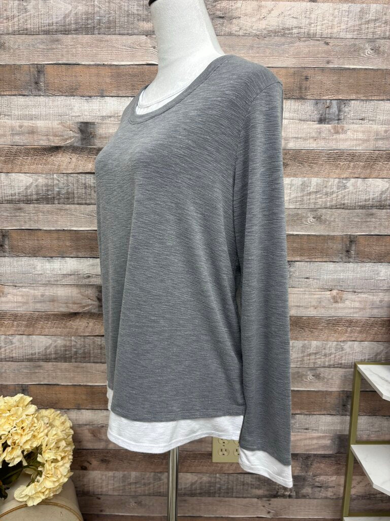 Nally & Millie White & Grey Layered Long Sleeve
