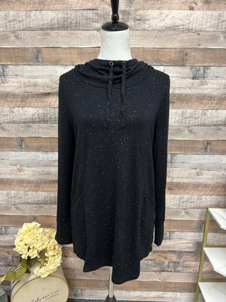Soma Black with Gold Speckles Cowl neck Pullover Hoodie