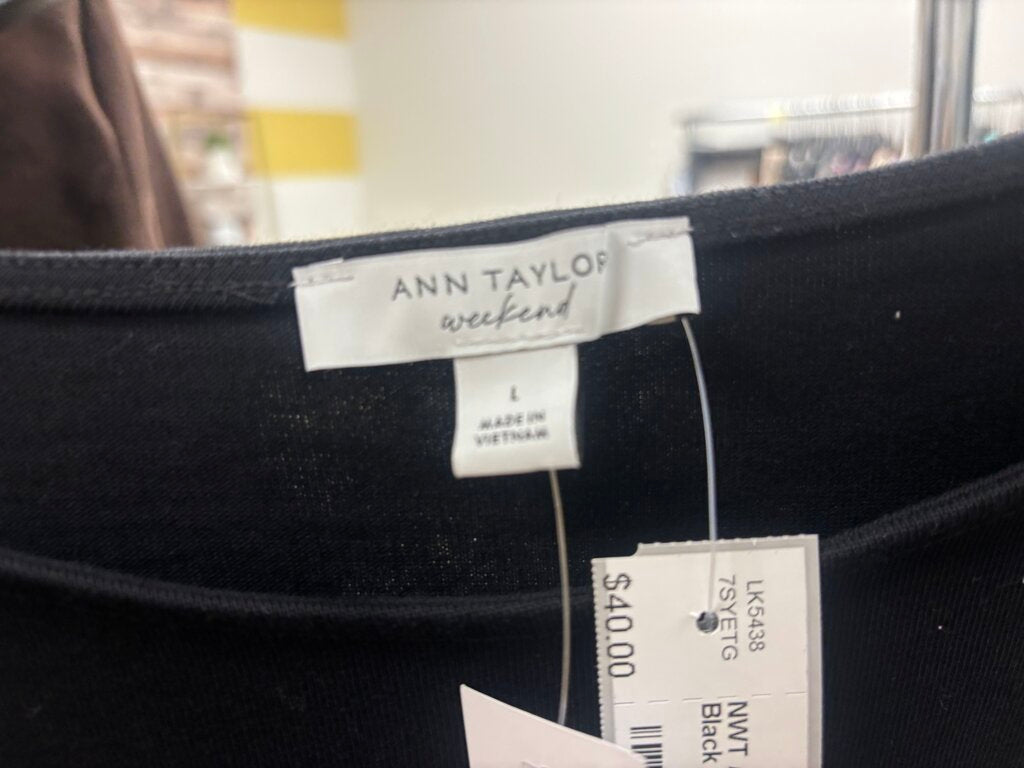 NWT Ann Taylor Weekend Black Dress with Tie Belt