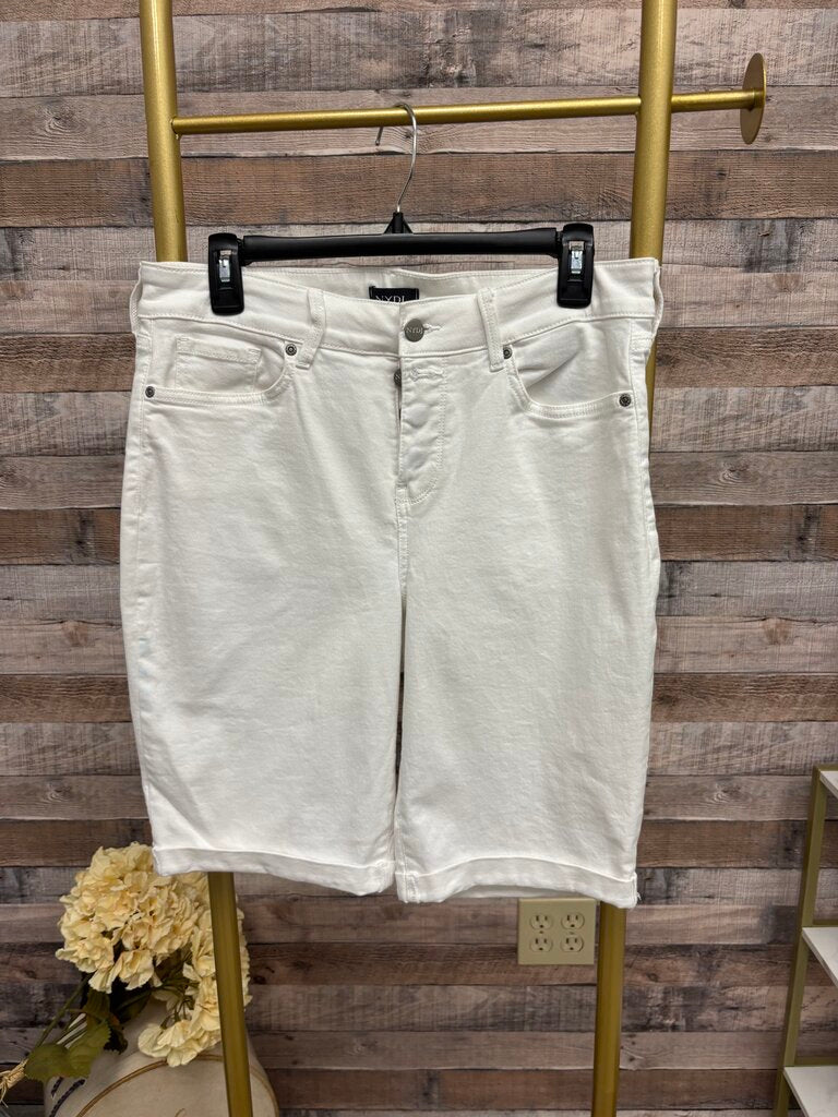 NYDJ White Denim Cuffed Bermuda Shorts