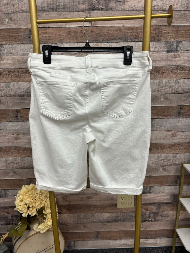 NYDJ White Denim Cuffed Bermuda Shorts
