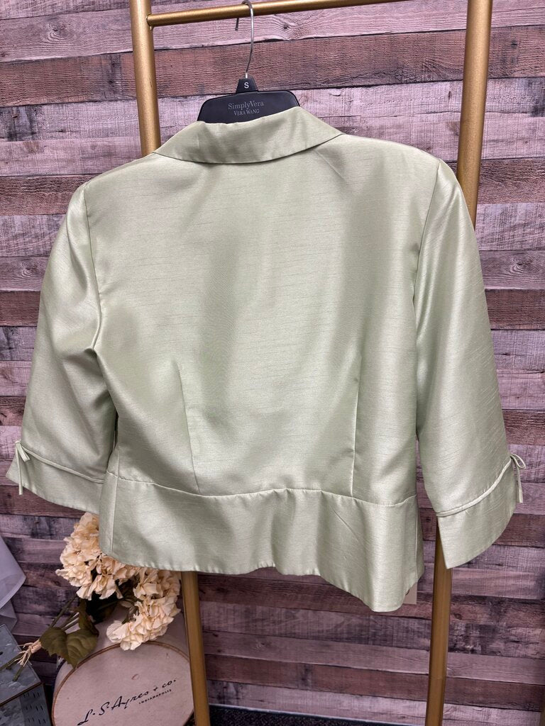 Studio I Green Embroidered Floral Silk Blazer