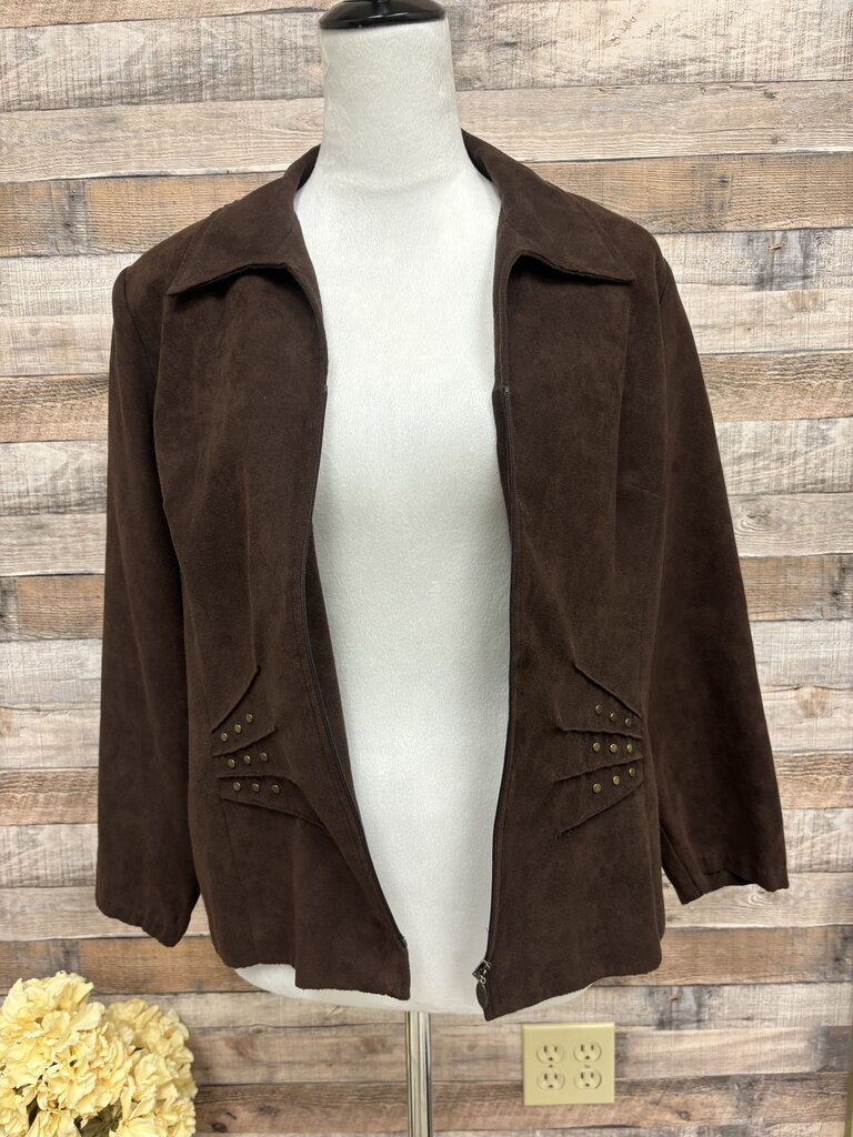 Karin Stevens Brown Faux Suede Jacket