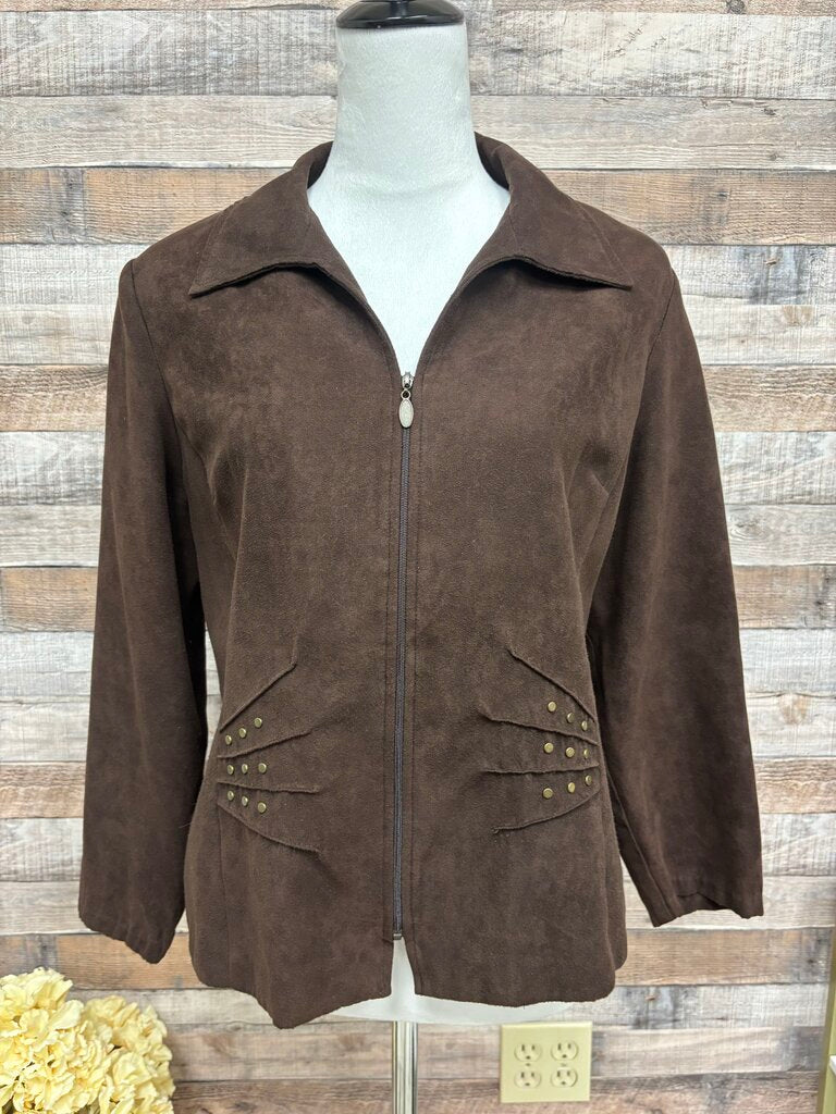 Karin Stevens Brown Faux Suede Jacket