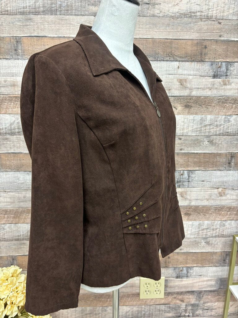 Karin Stevens Brown Faux Suede Jacket