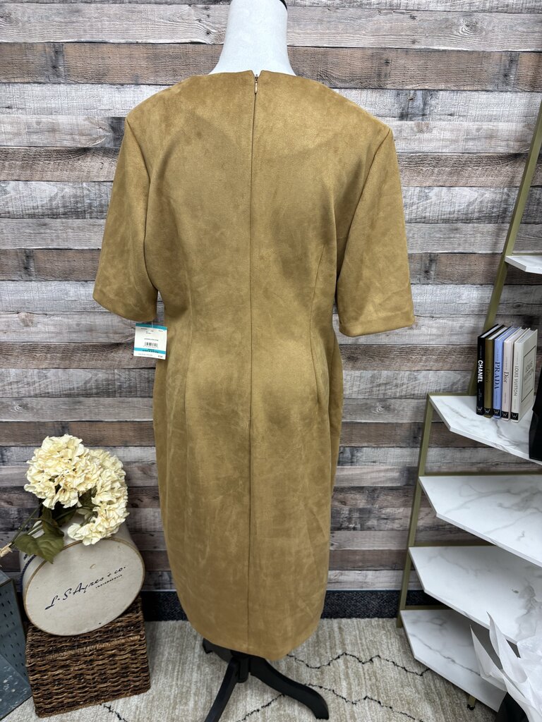 NWT Anne Klein Tan Faux Suede T-Shirt Dress