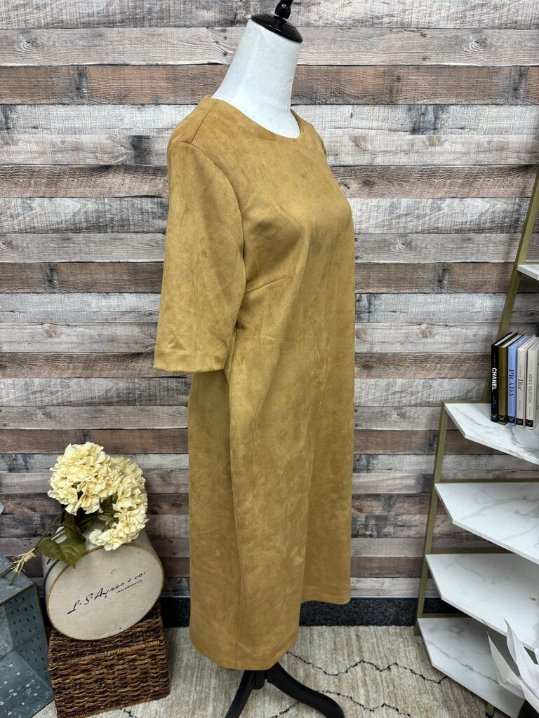 NWT Anne Klein Tan Faux Suede T-Shirt Dress