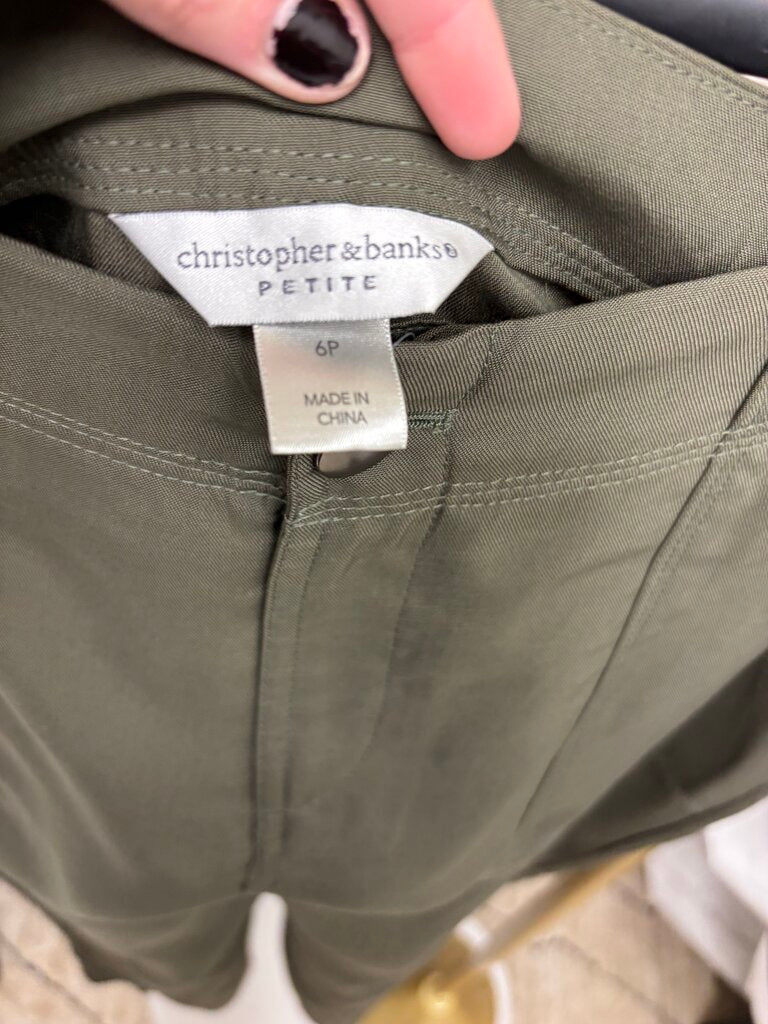 NWT Christopher & Banks Petite Olive Green Capri Pants
