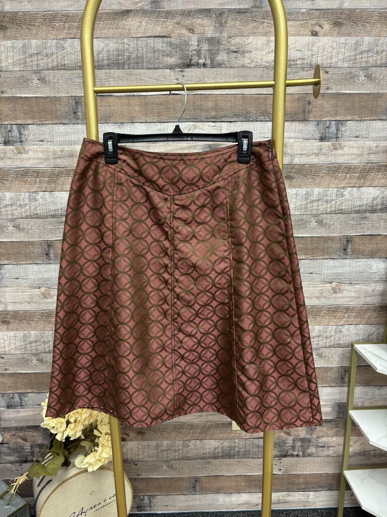 i.e. Petite Pink & Brown Geometric Print A-line Skirt