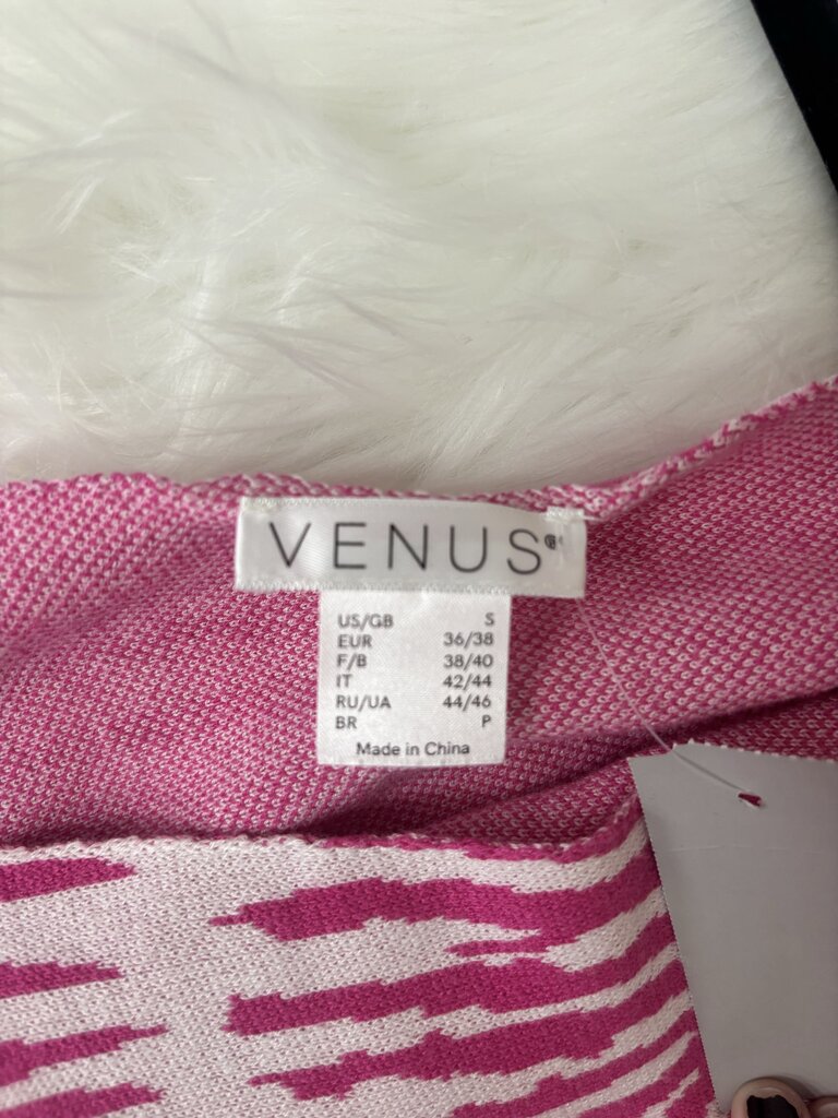 Venus Pink Leaf Print Off Shoulder Sweater