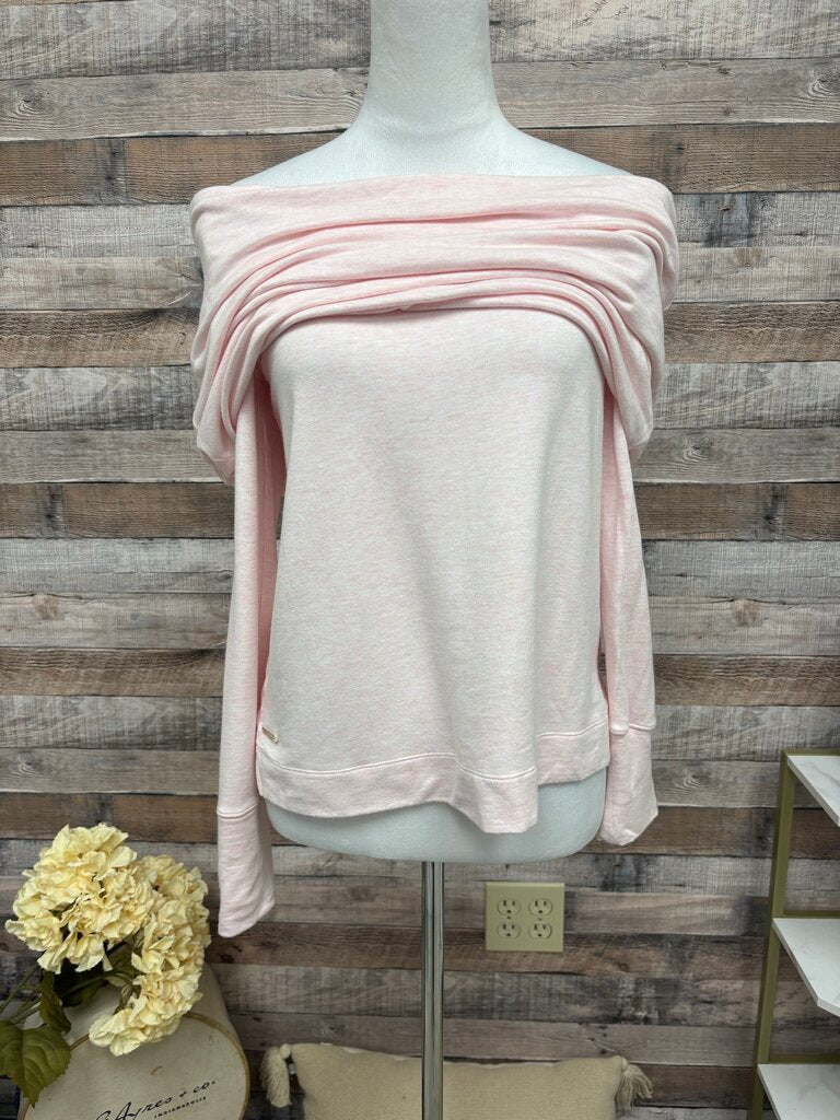 Lilly Pulitzer Light Pink Off Shoulder Cowl Neck Pullover