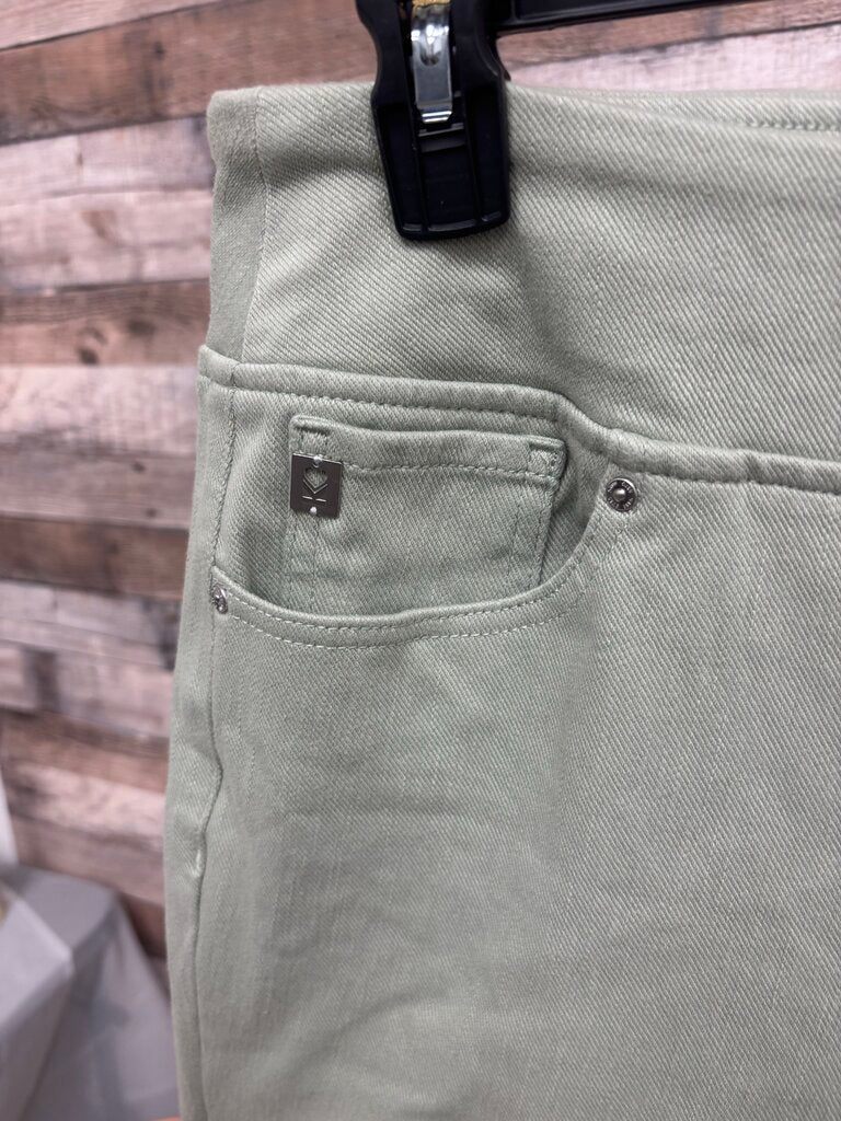 Belle by Kim Gravel Sage Green Pull-on Stretch Jeans